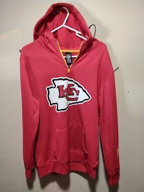 NFL Team Apparel Kansas City Chiefs 1/4 Zip Pullover Hoodie Red Men's Small